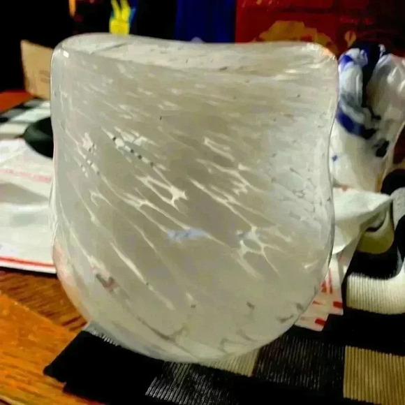 Handblown Glass Vase with White Swirl Confetti design oblong - Picture 2 of 3